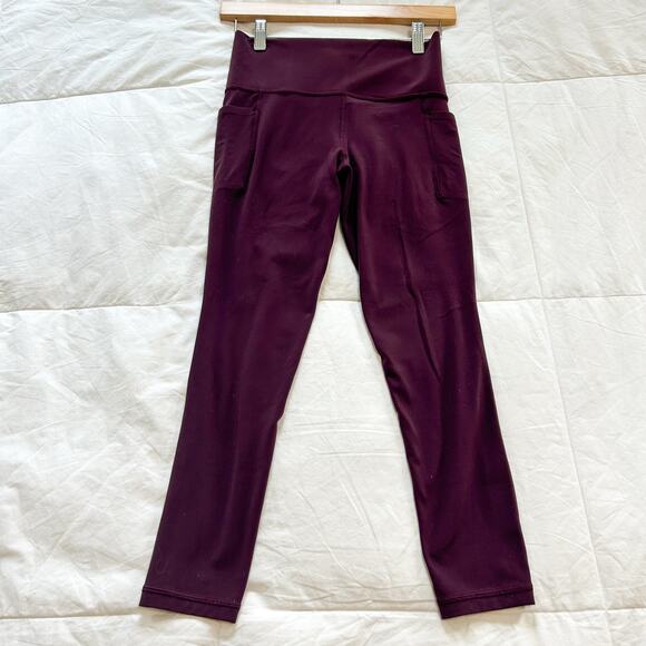 NWOT Athleta Salutation Stash Pocket II 7/8 Tight Burgundy Leggings Size Small - Picture 9 of 9
